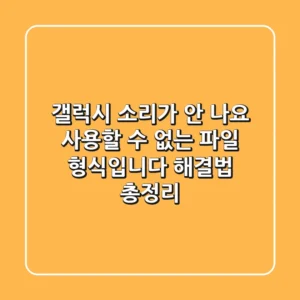 갤럭시 소리가 안 나요? '사용할 수 없는 파일 형식입니다' 해결법 총정리