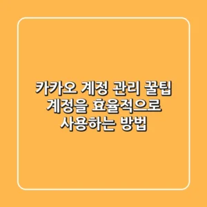 카카오 계정 관리 꿀팁: 계정을 효율적으로 사용하는 방법