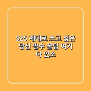 S25 제대로 쓰고 싶은 당신, 필수 꿀팁 여기 다 있소!