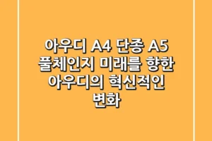 아우디 A4 단종, A5 풀체인지: 미래를 향한 아우디의 혁신적인 변화