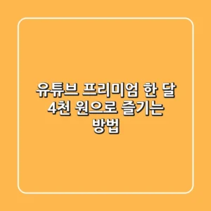 유튜브 프리미엄, 한 달 4천 원으로 즐기는 방법