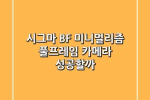 시그마 BF: 미니멀리즘 풀프레임 카메라, 성공할까?