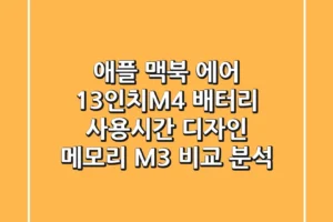 애플 맥북 에어 13인치(M4) 배터리 사용시간, 디자인, 메모리: M3 비교 분석