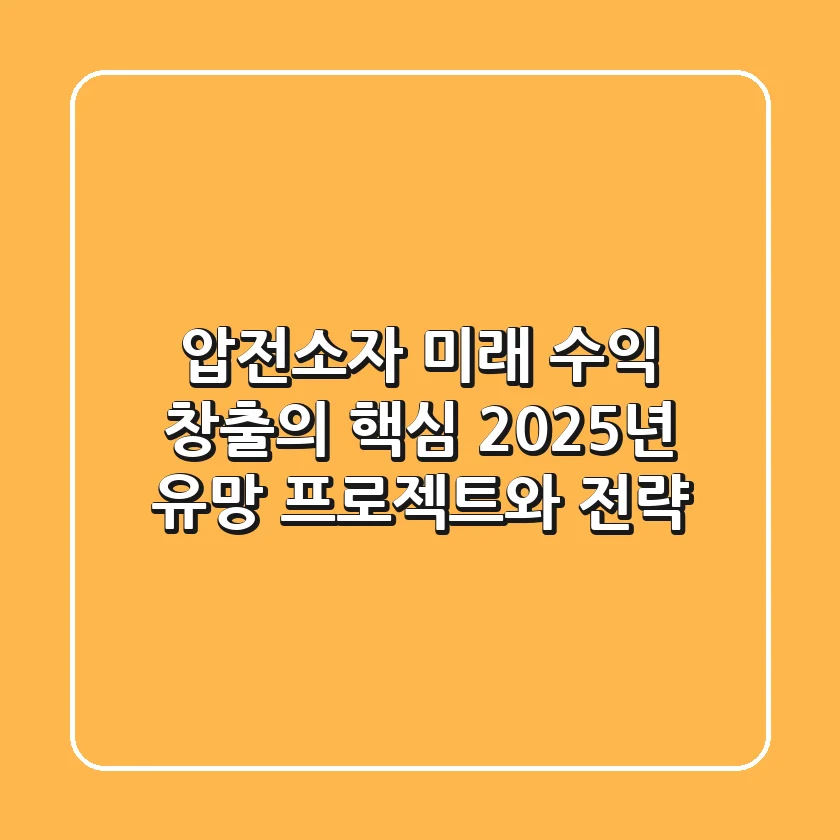 압전소자, 미래 수익 창출의 핵심! 2025년 유망 프로젝트와 전략