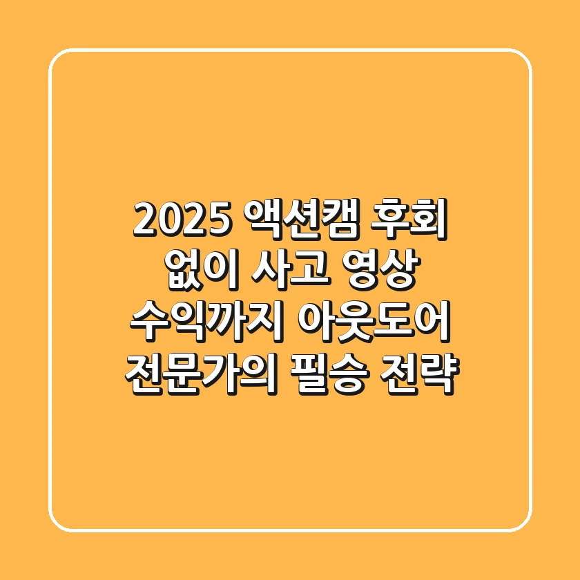 2025 액션캠, 후회 없이 사고 영상 수익까지? 아웃도어 전문가의 필승 전략