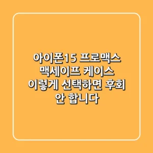 아이폰15 프로맥스 맥세이프 케이스, 이렇게 선택하면 후회 안 합니다
