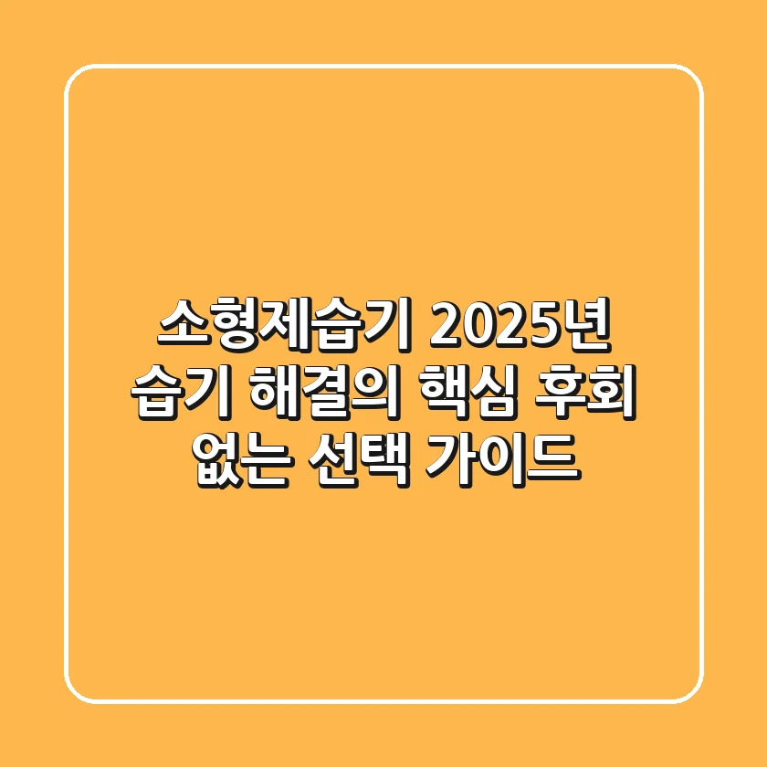소형제습기, 2025년 습기 해결의 핵심: 후회 없는 선택 가이드