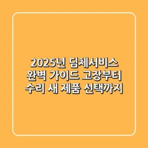 2025년 딤체서비스 완벽 가이드: 고장부터 수리, 새 제품 선택까지