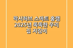 락시허브 스마트 홈캠, 2025년 똑똑한 우리 집 지킴이