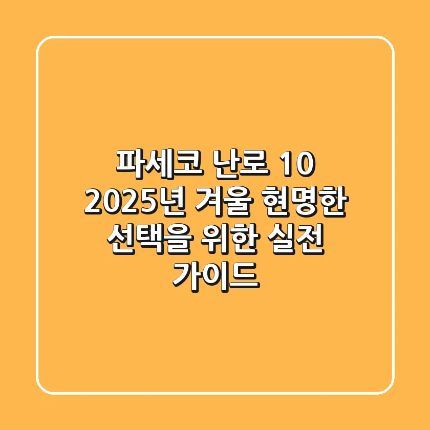 파세코 난로 10, 2025년 겨울 현명한 선택을 위한 실전 가이드