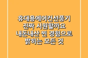 휴대용에어컨선풍기, 진짜 시원할까요? 내돈내산 찐 경험으로 밝히는 모든 것