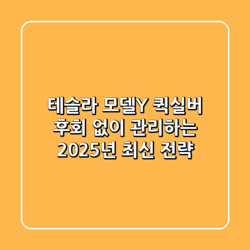 테슬라 모델Y 퀵실버, 후회 없이 관리하는 2025년 최신 전략
