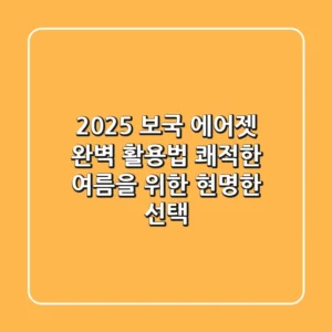 2025 보국 에어젯 완벽 활용법: 쾌적한 여름을 위한 현명한 선택