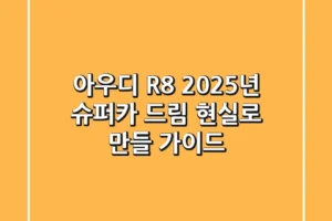 아우디 R8, 2025년 슈퍼카 드림 현실로 만들 가이드
