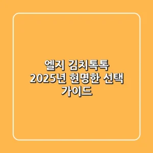 엘지 김치톡톡, 2025년 현명한 선택 가이드