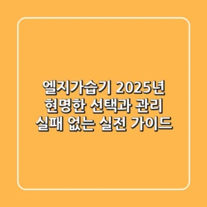 엘지가습기, 2025년 현명한 선택과 관리: 실패 없는 실전 가이드
