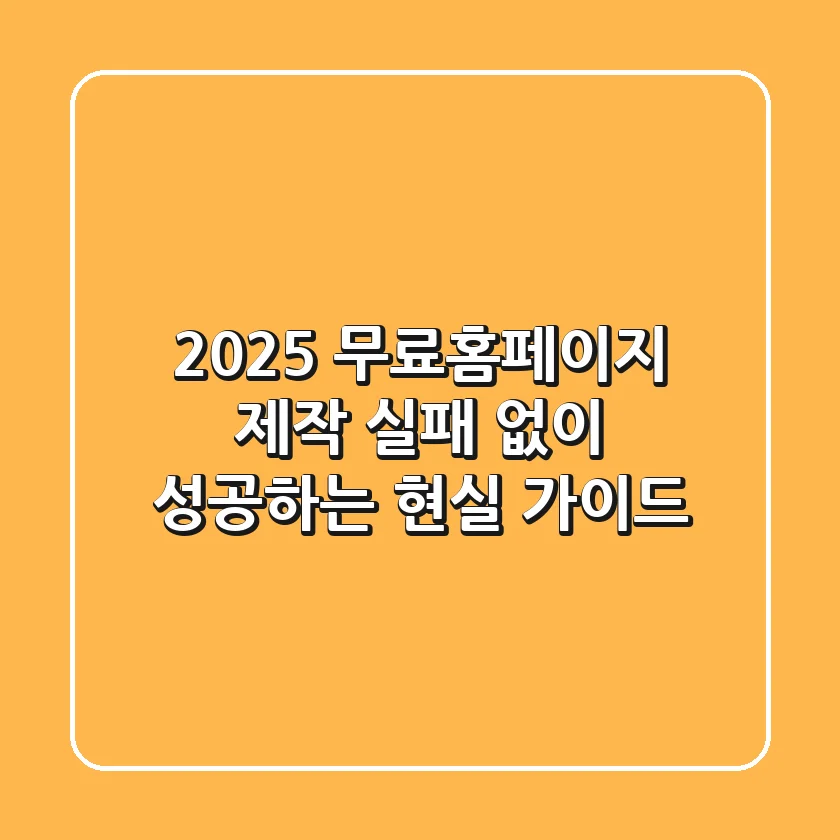 2025 무료홈페이지 제작: 실패 없이 성공하는 현실 가이드