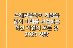 드래곤플라이: 게임을 넘어 미래를 선점하는 혁신 기업의 모든 것 (2025 전망)