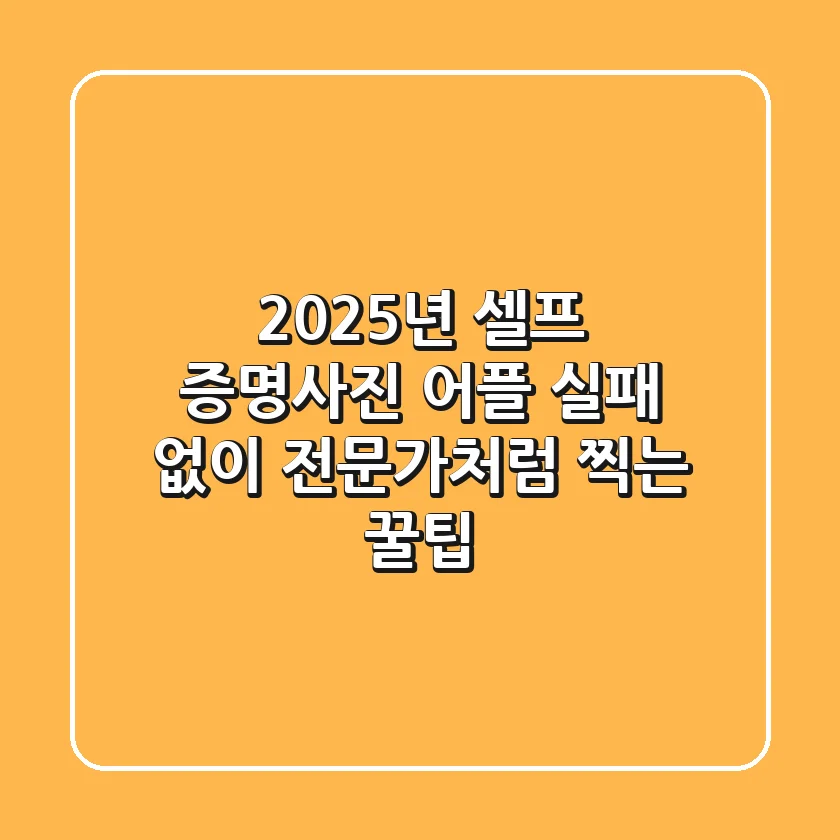2025년 셀프 증명사진 어플, 실패 없이 전문가처럼 찍는 꿀팁