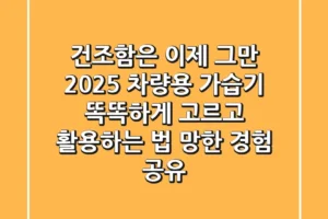 건조함은 이제 그만! 2025 차량용 가습기, 똑똑하게 고르고 활용하는 법 (망한 경험 공유)