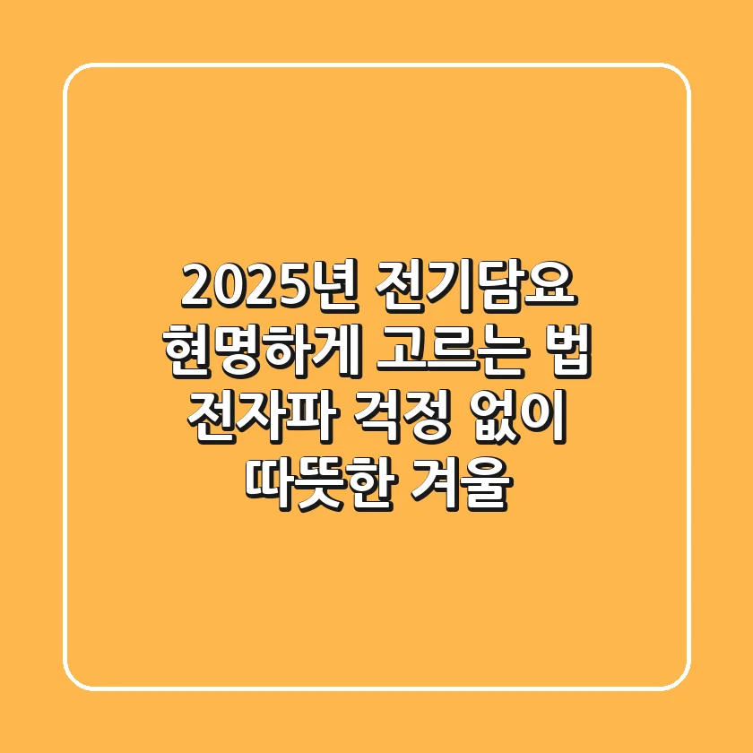 2025년 전기담요, 현명하게 고르는 법: 전자파 걱정 없이 따뜻한 겨울!
