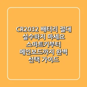 CR2032 배터리, 절대 실수하지 마세요: 스마트키부터 메인보드까지 완벽 선택 가이드