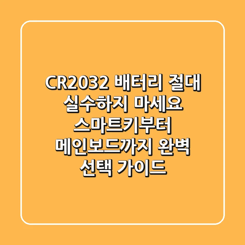 CR2032 배터리, 절대 실수하지 마세요: 스마트키부터 메인보드까지 완벽 선택 가이드